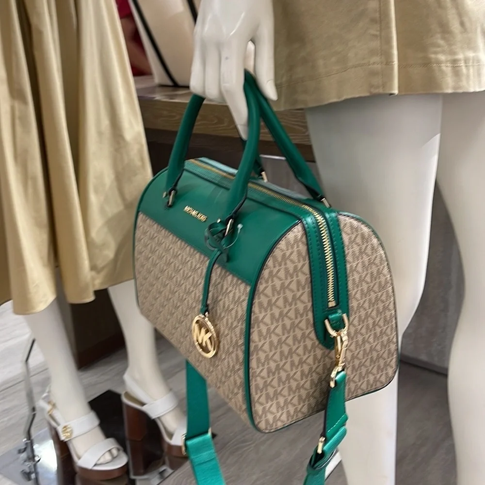 Michael Kors med Duffel Travel - Leather/Coated PALMETTO GREEN MD DUFFLE